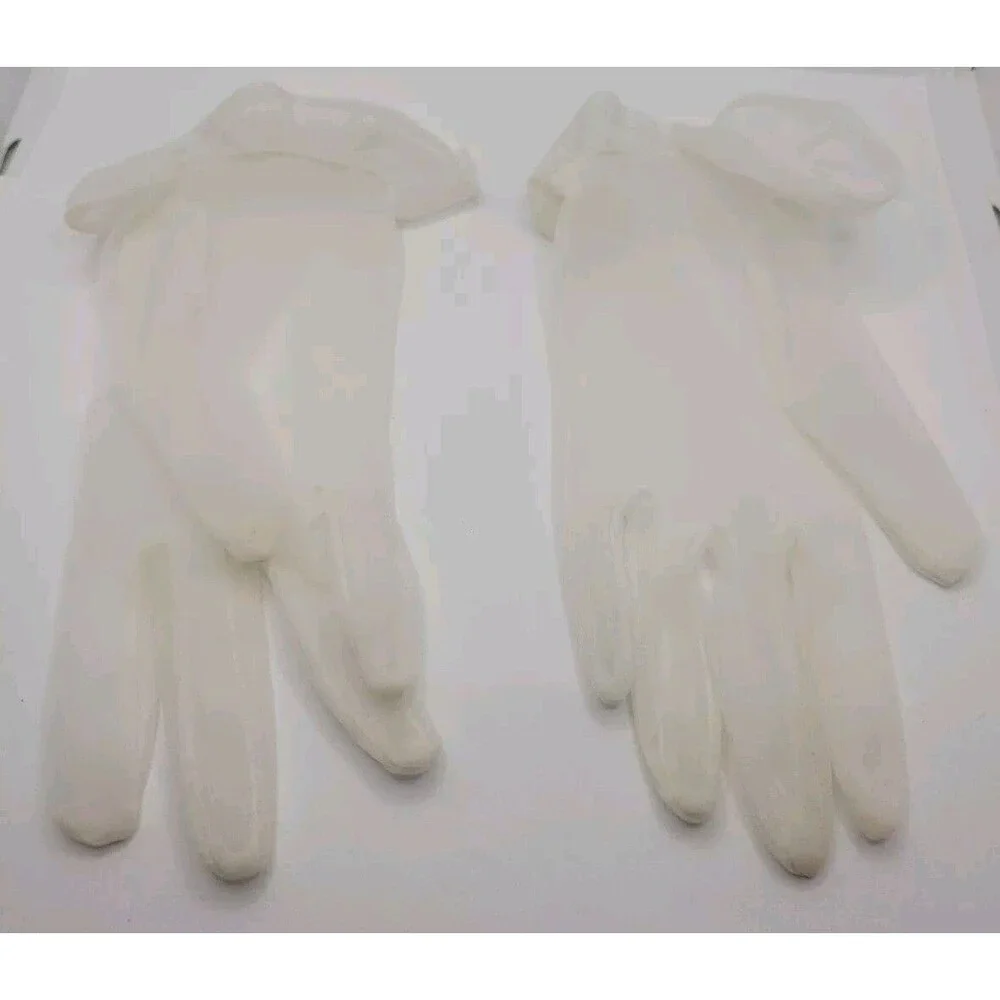 1960s Vintage Womens Sheer White Nylon Wrist Gloves Ruffled Edges